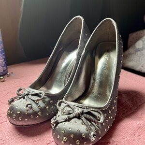 Gray Rhinestone Women's Heels Pumps